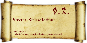 Vavro Krisztofer névjegykártya